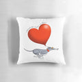 Greyhound pillow with a cartoon heart design by artist Rich Skipworth