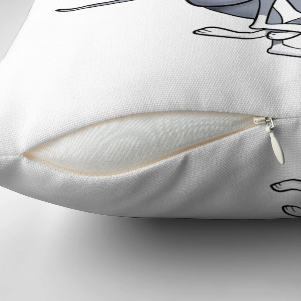 Greyhound pillow with a cartoon heart design by artist Rich Skipworth