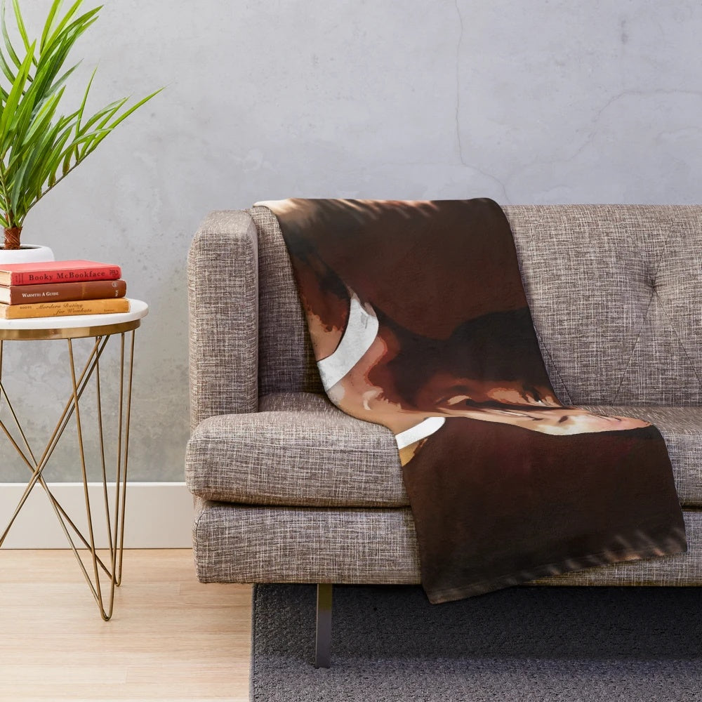 Cozy plush blanket featuring a portrait of famous actor Jackie Chan