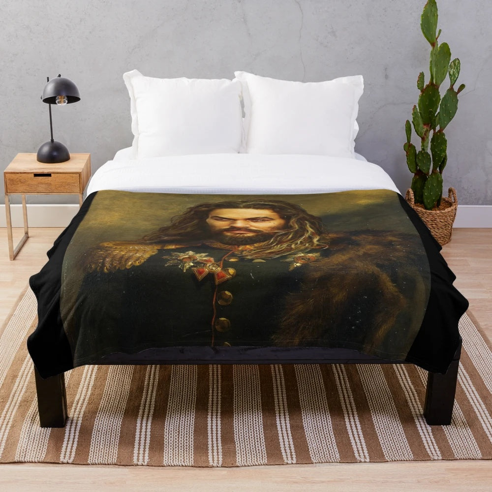 Custom Jason Momoa plush blanket featuring a photoshopped portrait