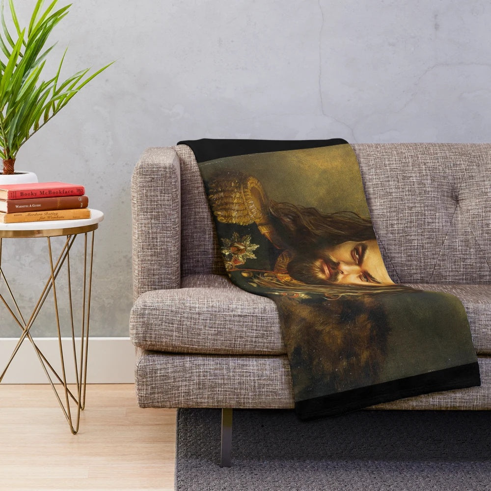 Custom Jason Momoa plush blanket featuring a photoshopped portrait