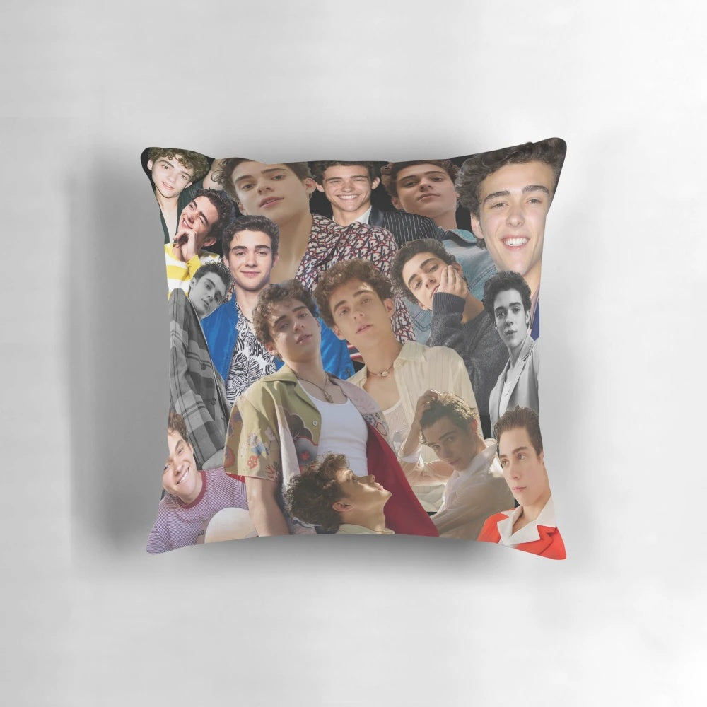 Joshua Bassett collage design printed on a soft, comfortable pillow