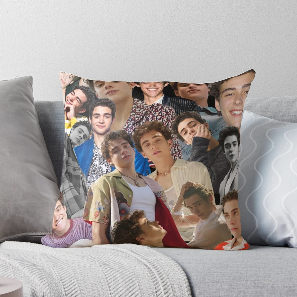 Joshua Bassett collage design printed on a soft, comfortable pillow