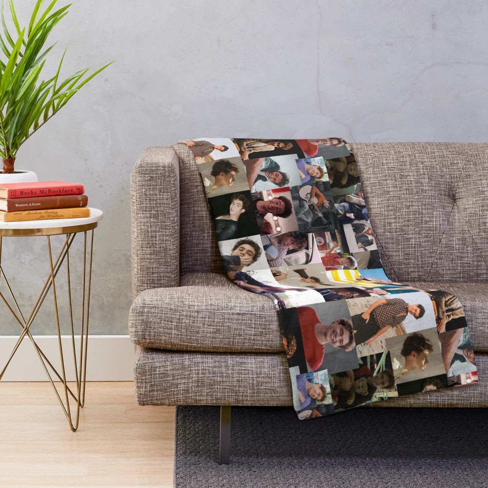 Joshua Bassett collage design on a soft, cozy plush blanket