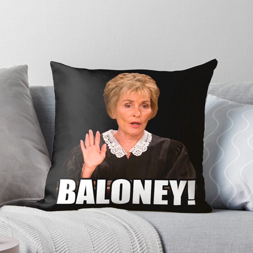 Decorative Judge Judy themed pillow with the text "Um is not an answer"