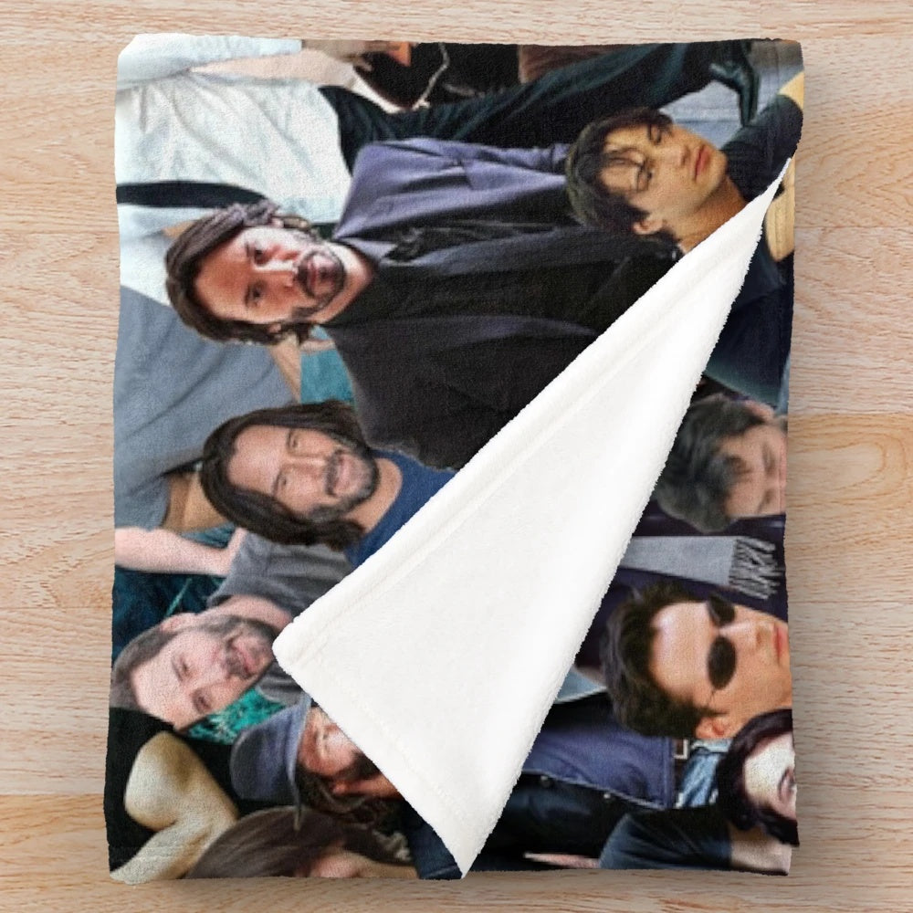 Keanu Reeves collage plush blanket