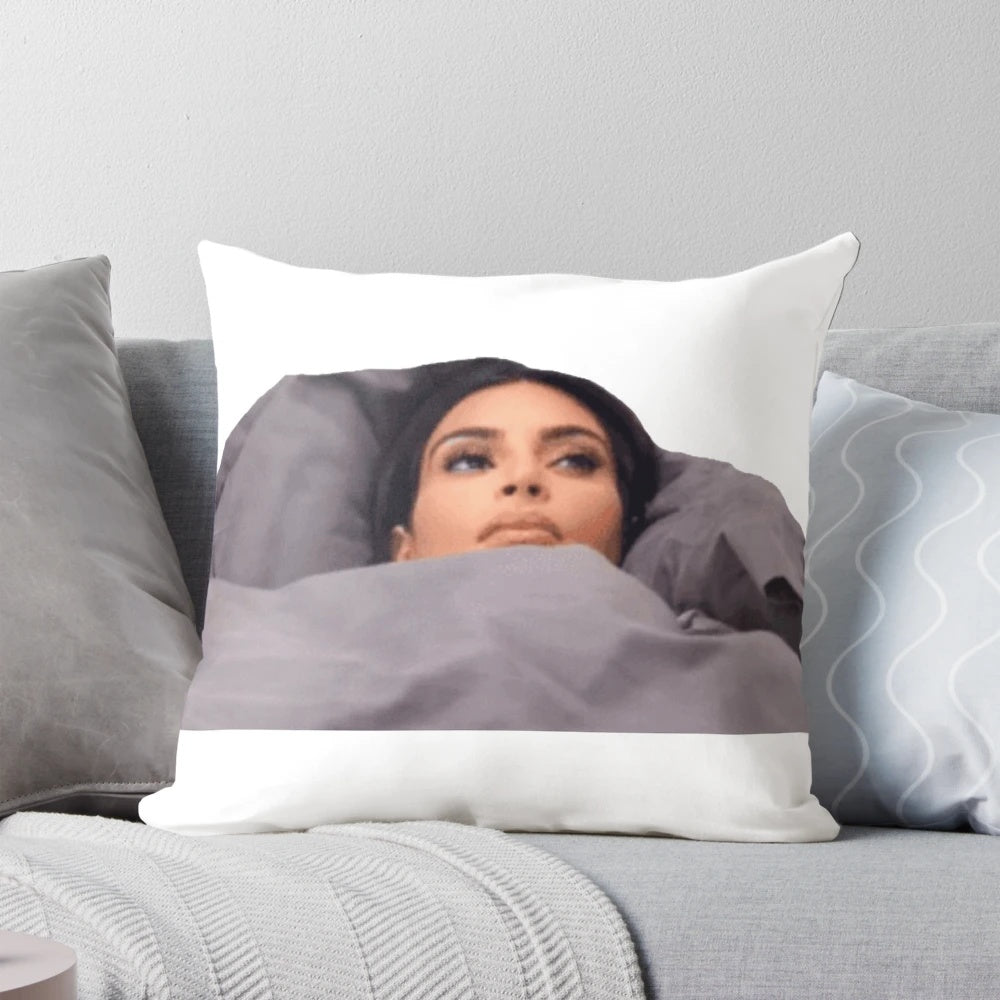 Stylish and humorous throw pillow featuring Kim Kardashian's face