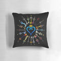 Kingdom Hearts-inspired throw pillow featuring keyblade and heart design