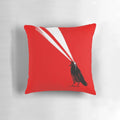 Laser-printed crow design on a plush, high-quality pillow for a spooky, retro-inspired look.