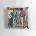 Les Paul guitar-inspired tile pillow with an Andy Warhol-style design