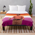 Lesbian pride flag plush blanket featuring a cursed image of Gibby from iCarly