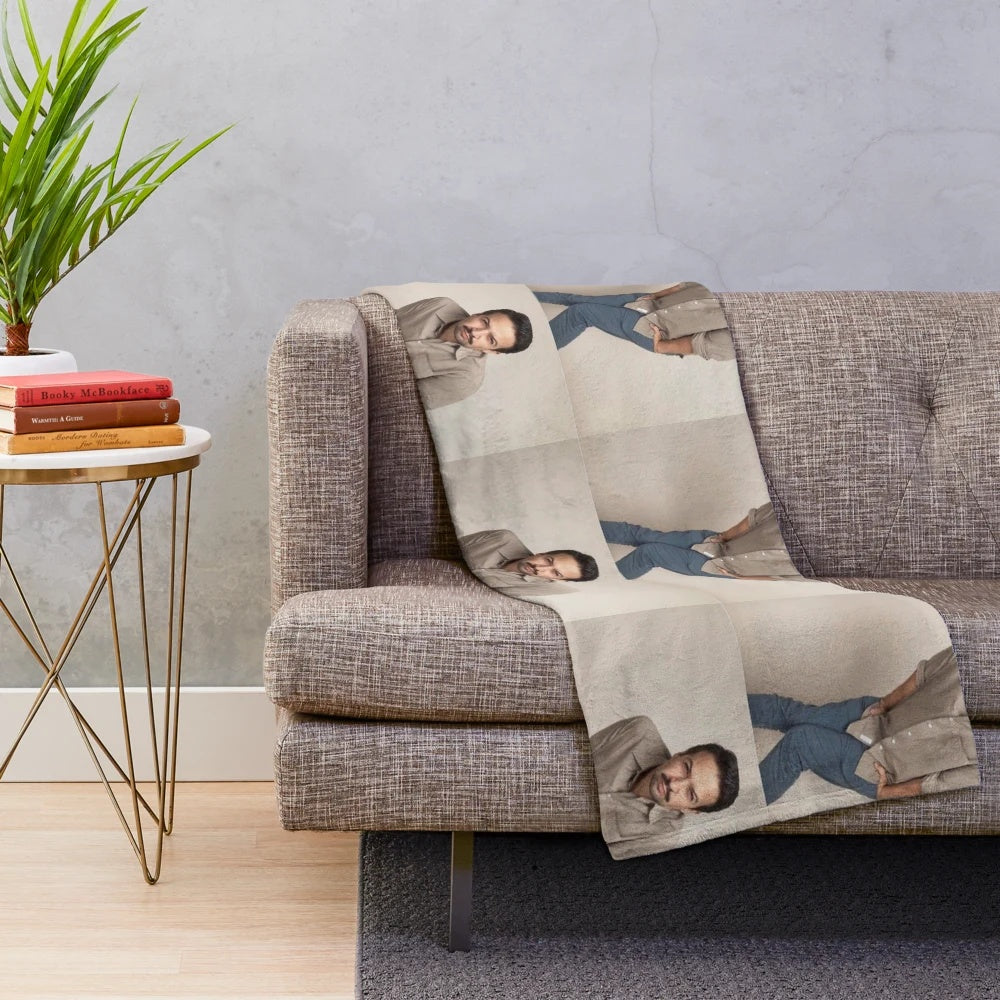 Quirky Lin-Manuel Miranda inspired plush blanket with musical and theater motifs