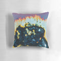 Lumen print art pillow featuring vibrant, plant-based imagery