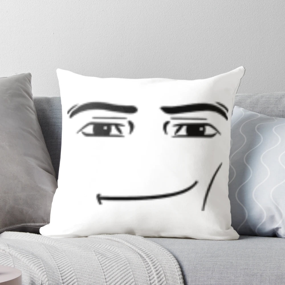 A plush, decorative pillow featuring a man's face design, great for adding a touch of humor and personality to any room.