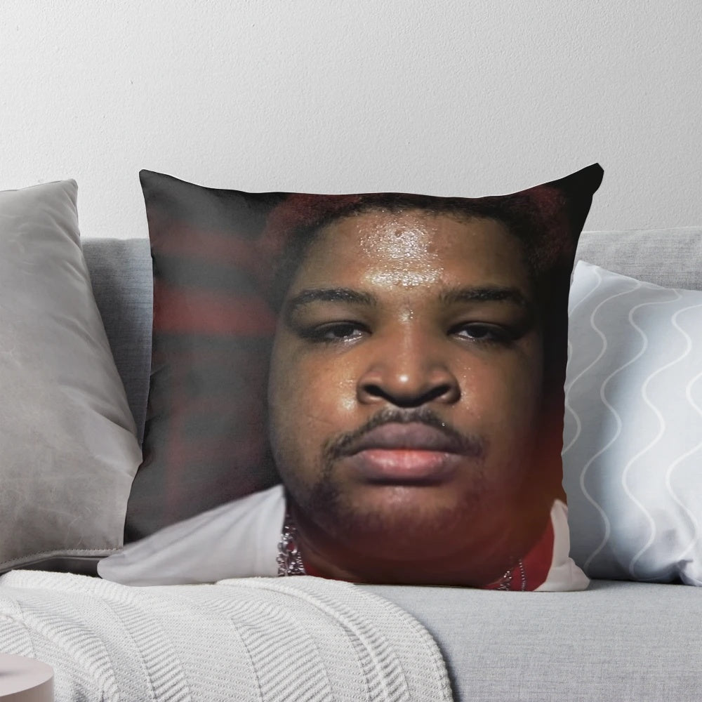 Mario Judah-inspired decorative pillow with a fiery design