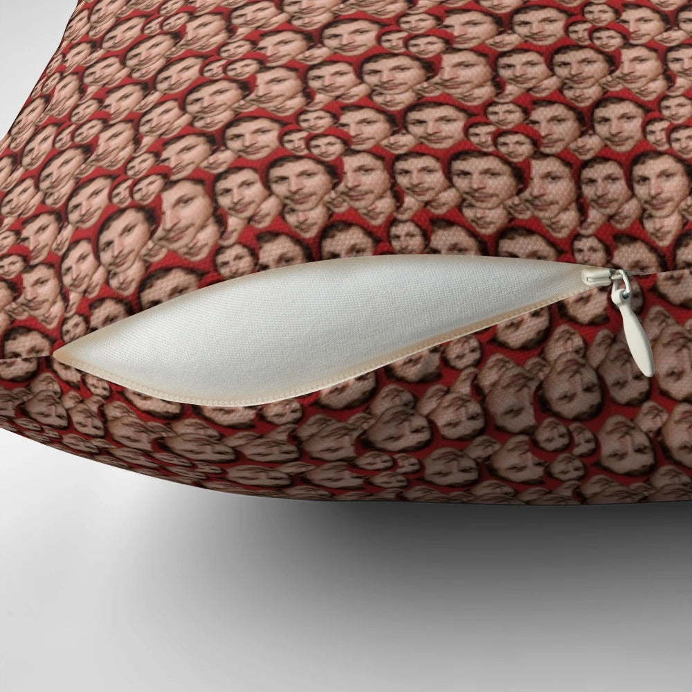 Stylish pillow featuring a tiled design of actor Michael Cera's face