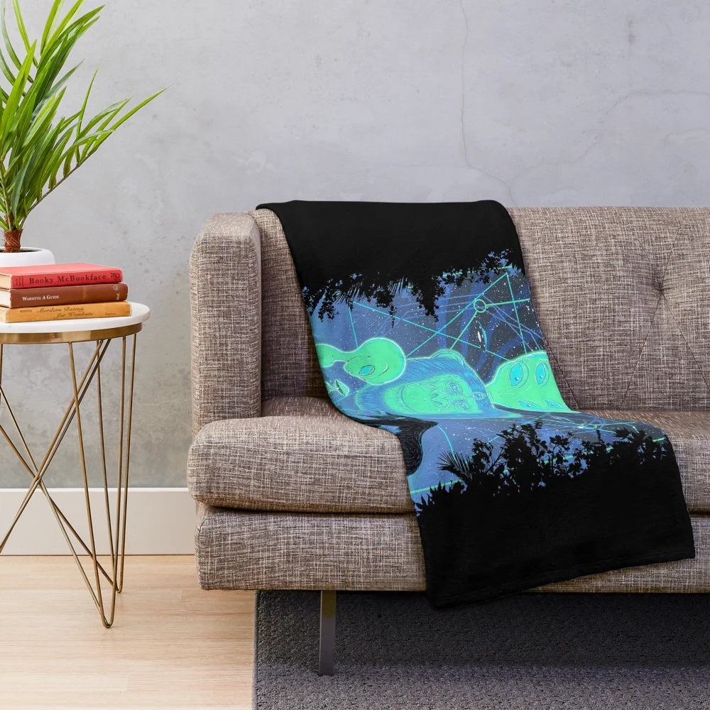 Plush blanket with intricate monkey art design