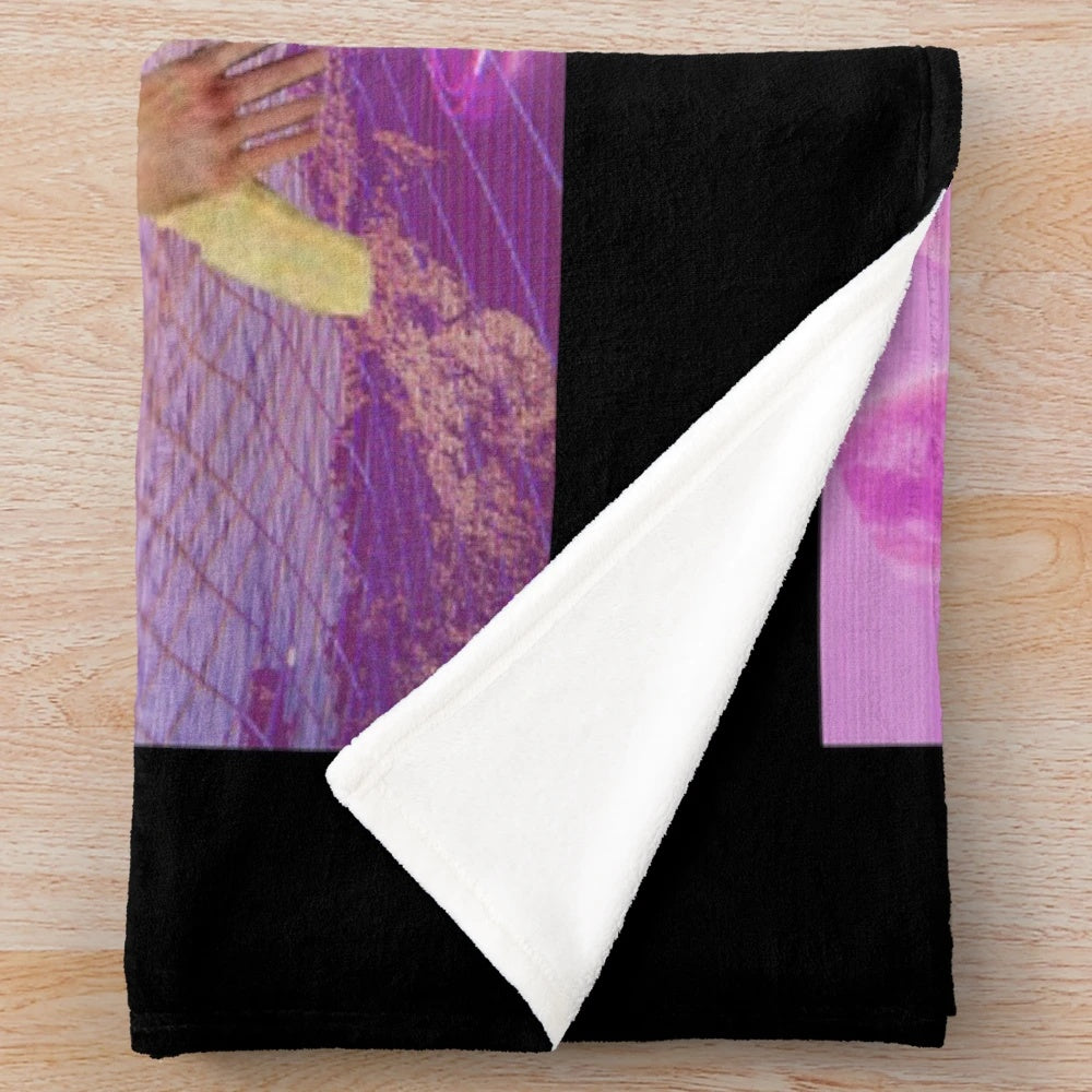 Nicholas Cage Banana Vaporwave Plush Blanket