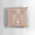 Decorative pillow featuring a creative pattern design inspired by the iconic actor Nicholas Cage