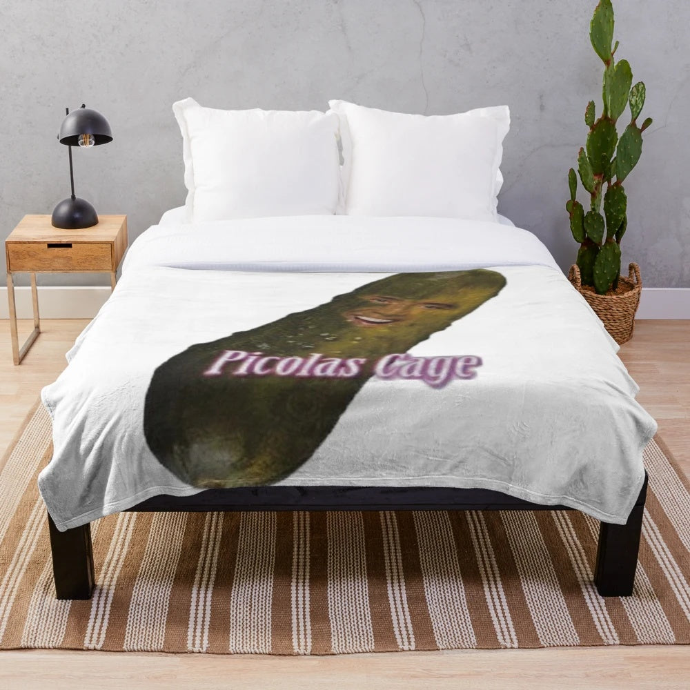 Soft and cozy plush blanket featuring the iconic face of actor Nicolas Cage