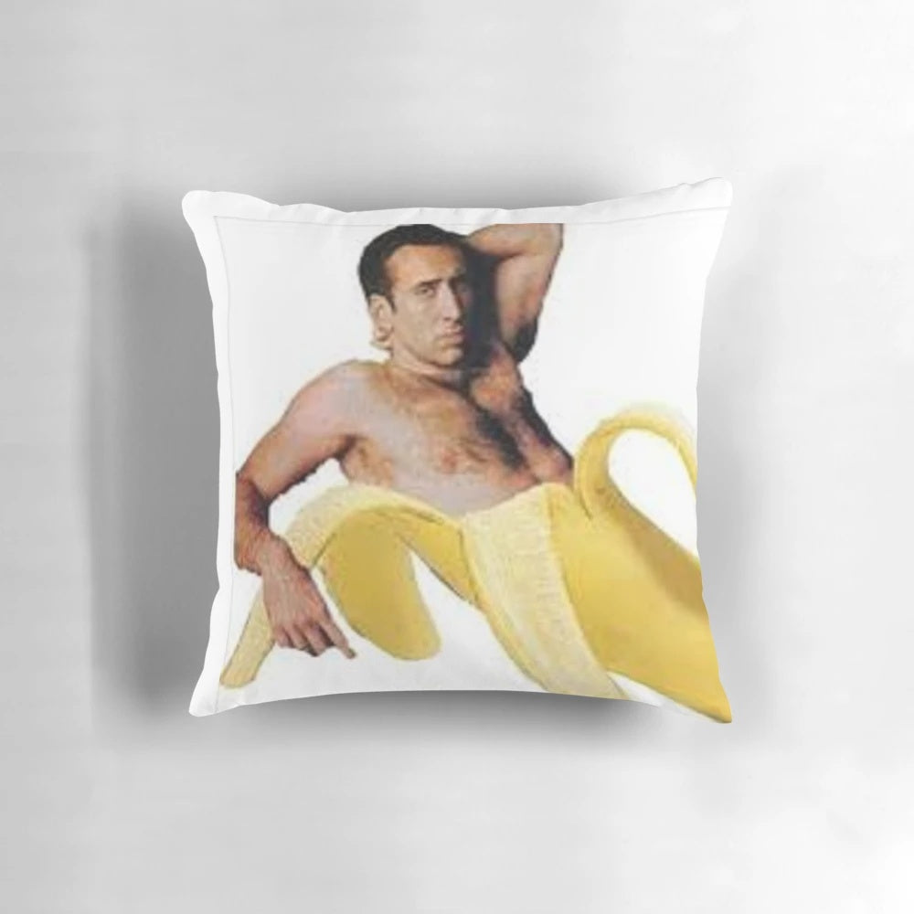 Nicolas Cage inspired decorative pillow with his iconic image