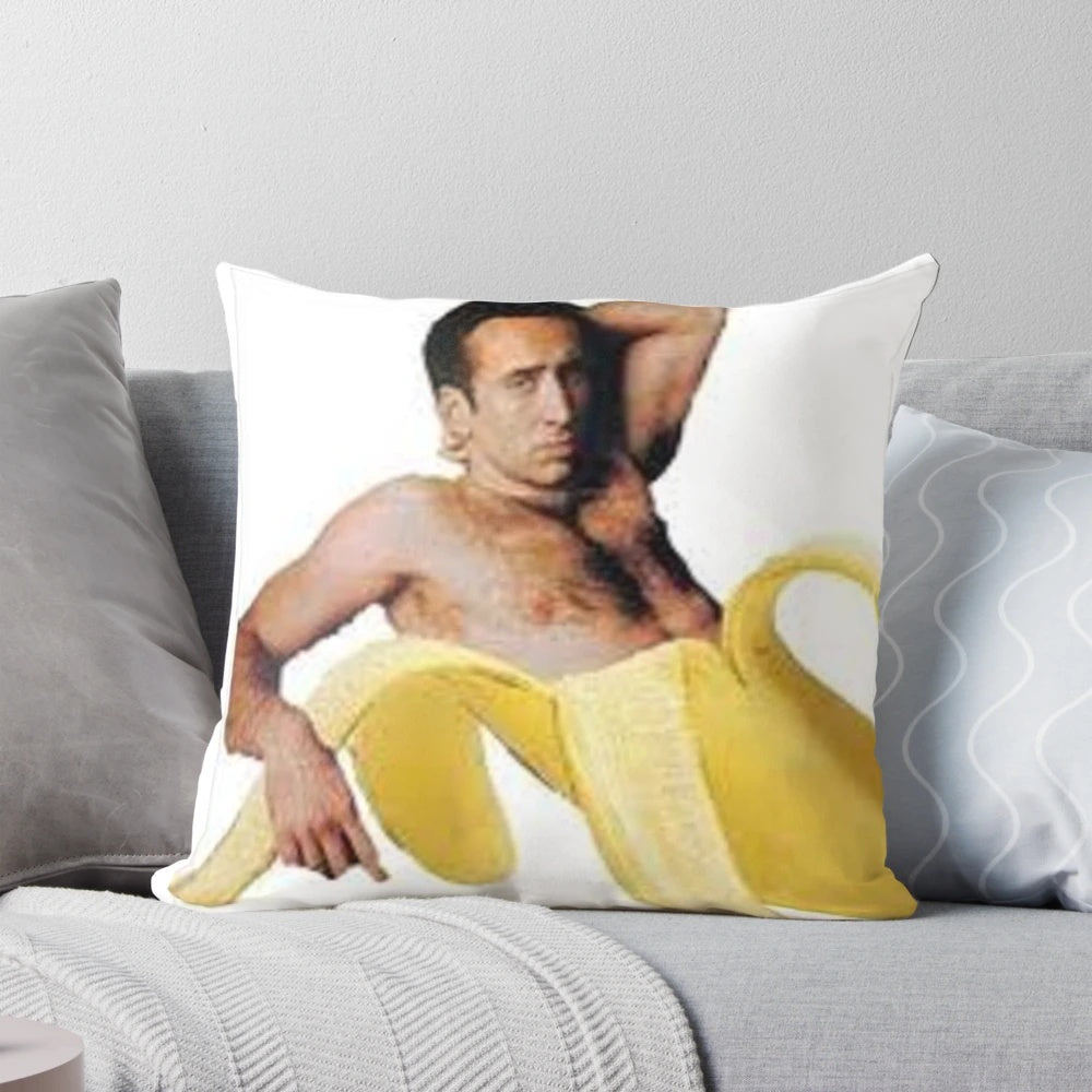 Nicolas Cage inspired decorative pillow with his iconic image
