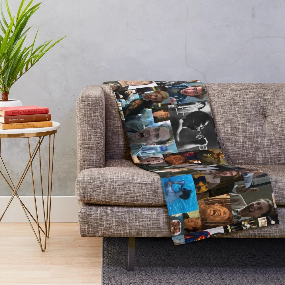 Nicolas Cage inspired plush blanket with unique Nic Cage pattern design