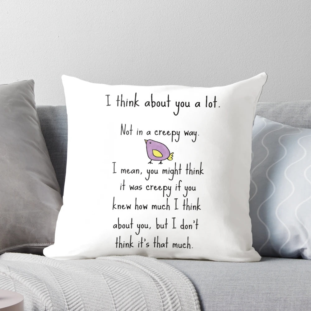Whimsical 'Not Creepy' Valentines Pillow with Funny, Snarky Design