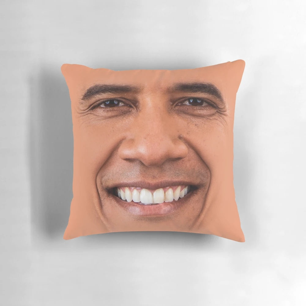 Stylized Obama-inspired decorative pillow with patriotic design