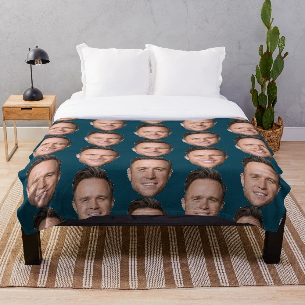 Olly Murs Inspired Plush Blanket with Vintage Graphic Design