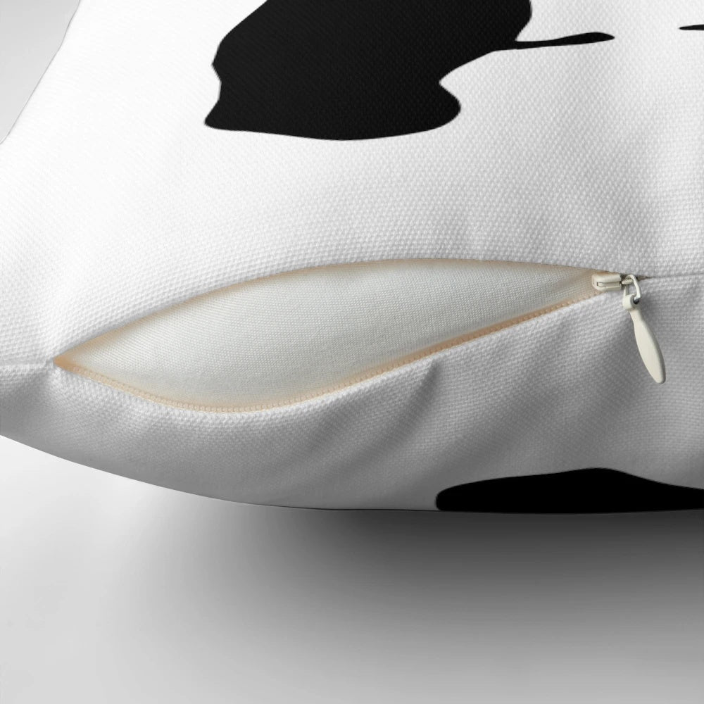Decorative panda stencil pillow with a banana gun design