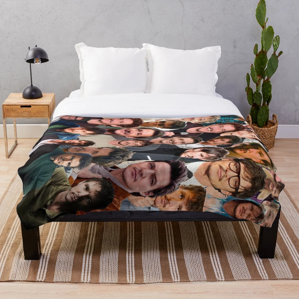 Pedro Pascal photo collage plush blanket