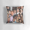 Stylish Pedro Pascal photo collage printed on a plush pillow