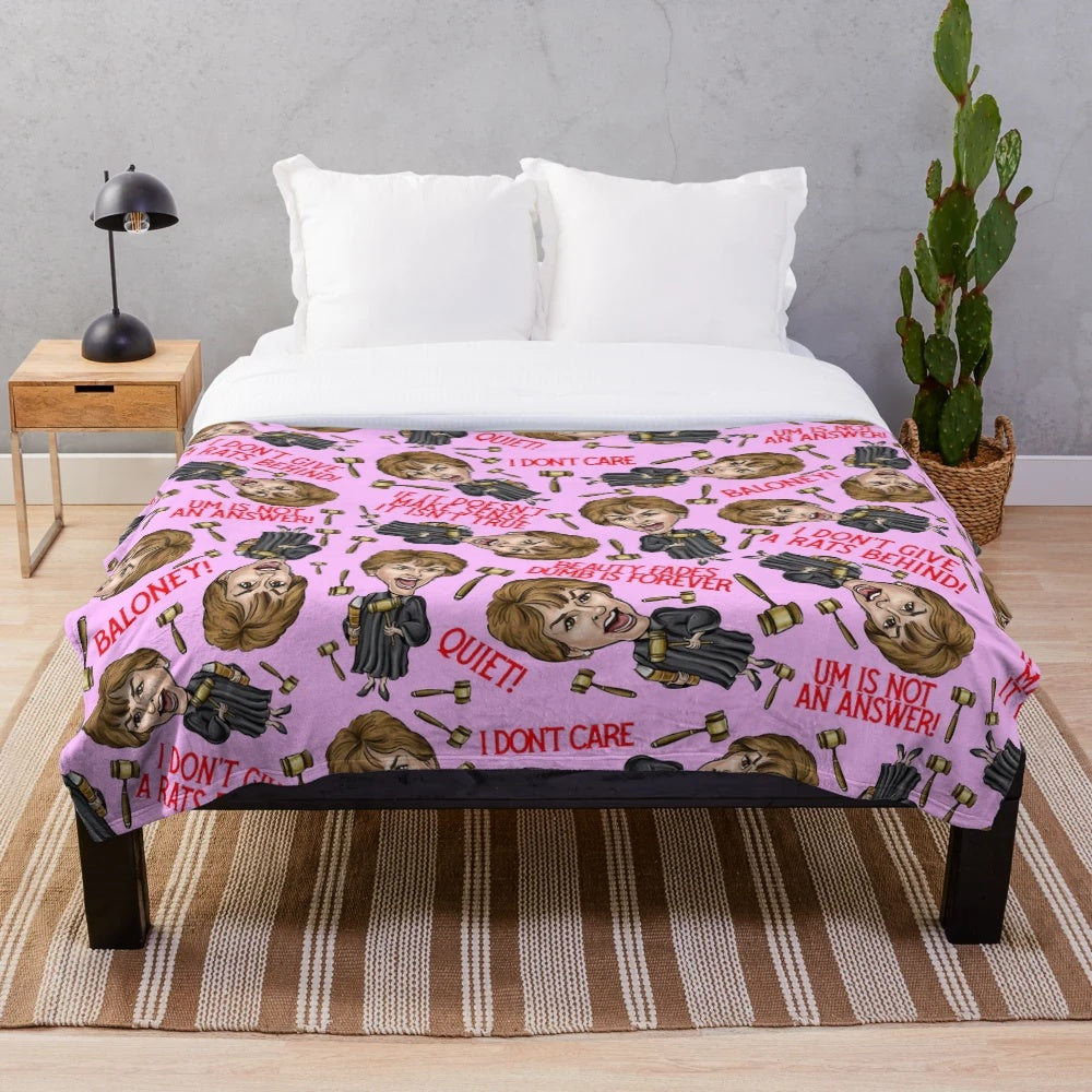 Pink Plush Blanket with Judge Judy Inspired Graphic Design