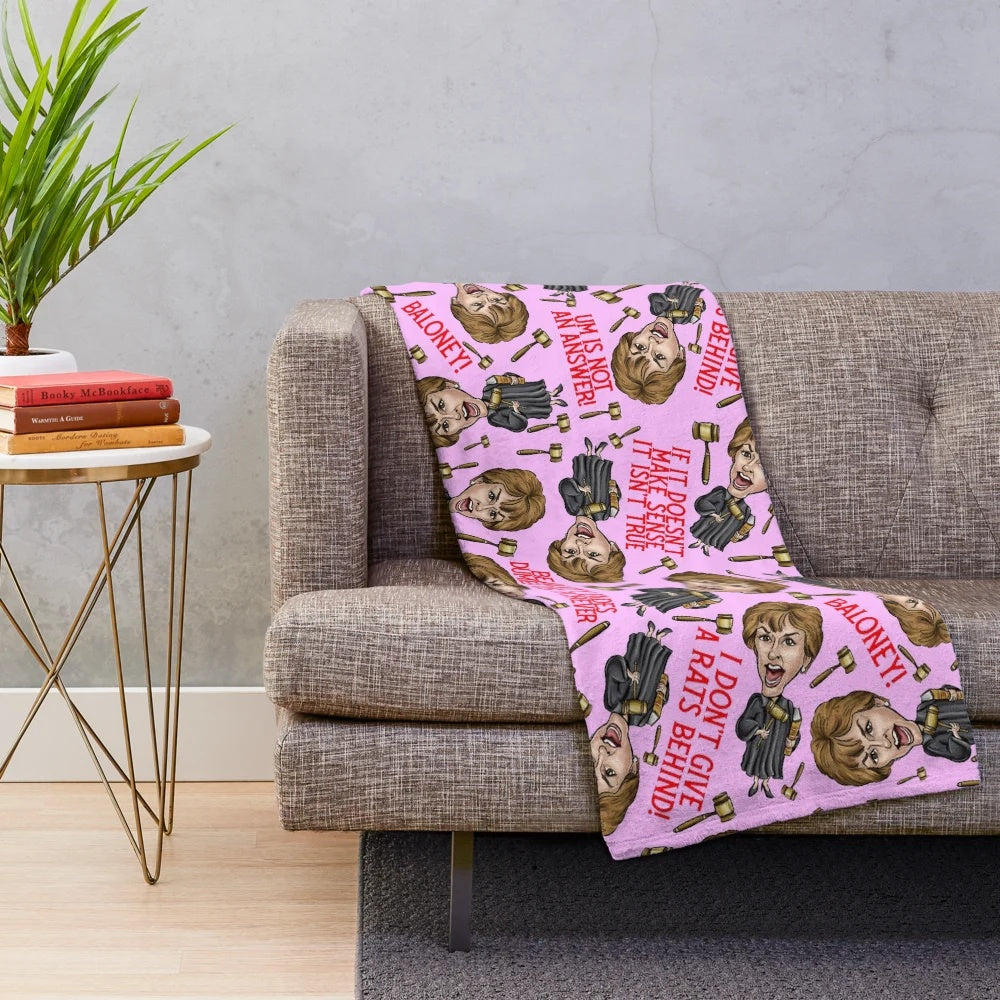 Pink Plush Blanket with Judge Judy Inspired Graphic Design