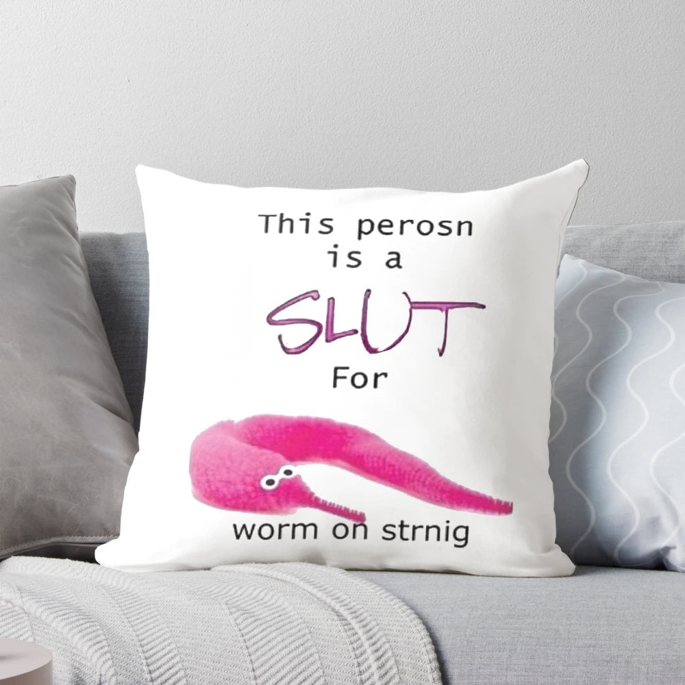 Cozy plush worm on string decorative throw pillow