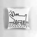 Vibrant pop art design pillow featuring a colorful, cartoonish and quirky image