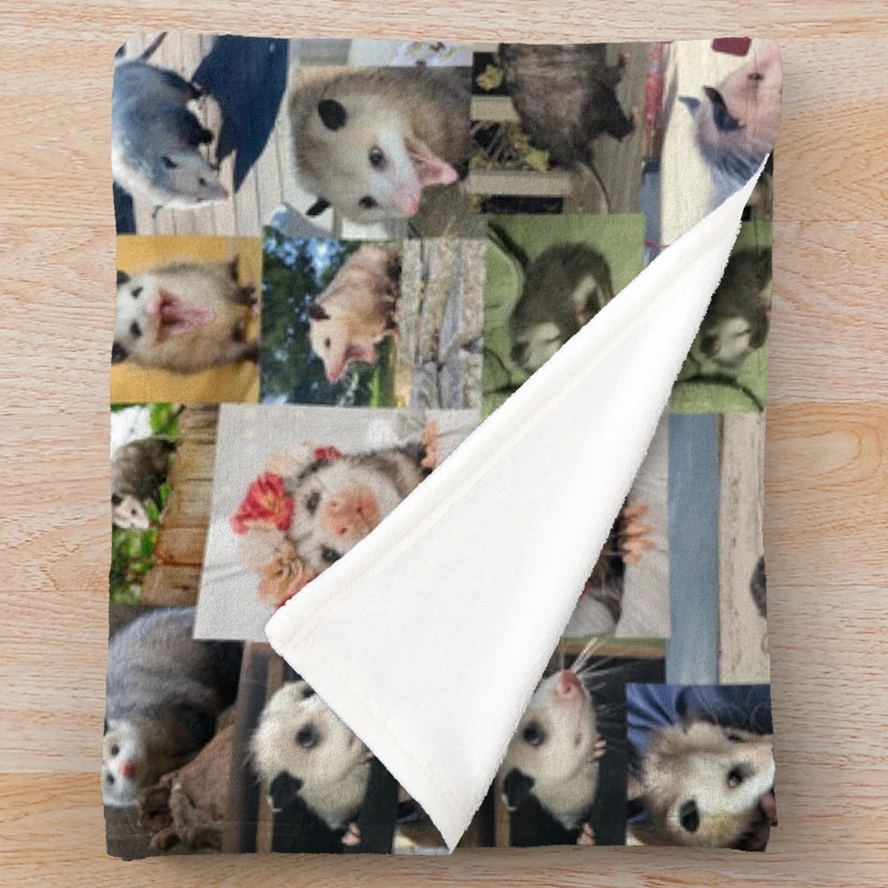 Unique possum and opossum themed plush blanket in 4K resolution