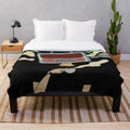 Radiohead-themed plush blanket with vintage/retro design