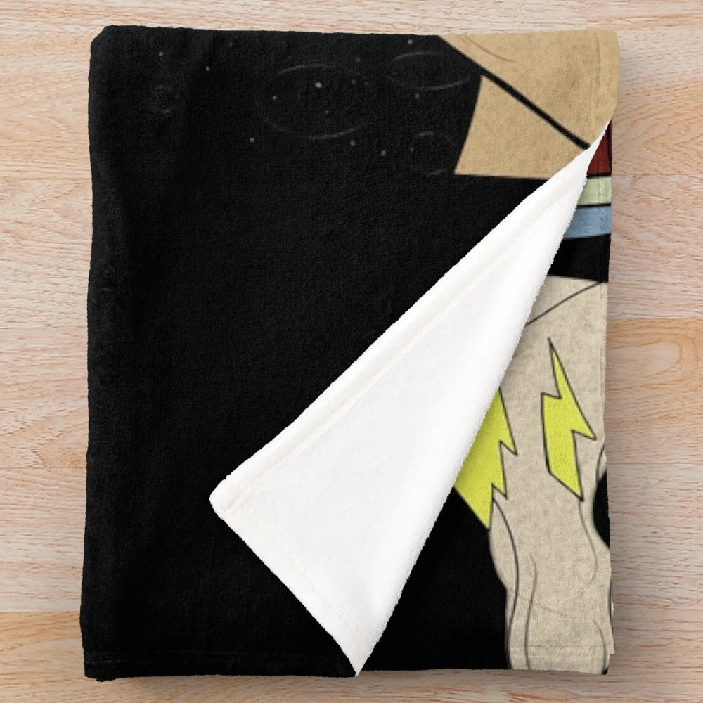 Radiohead-themed plush blanket with vintage/retro design