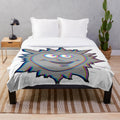 Vibrant plush blanket featuring a retro cartoon sun glitch design