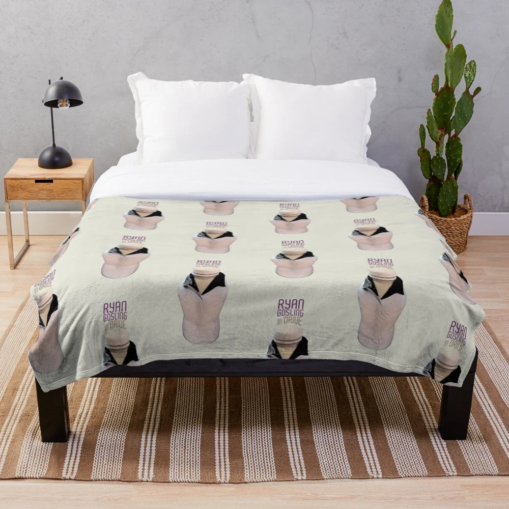 Playful Ryan Gosling plush blanket with a clever Drive movie-inspired design