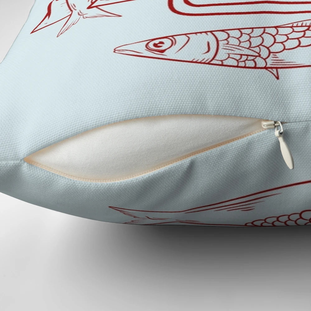 A decorative pillow designed to look like a tin of sardines, perfect for pescatarians and seafood enthusiasts.