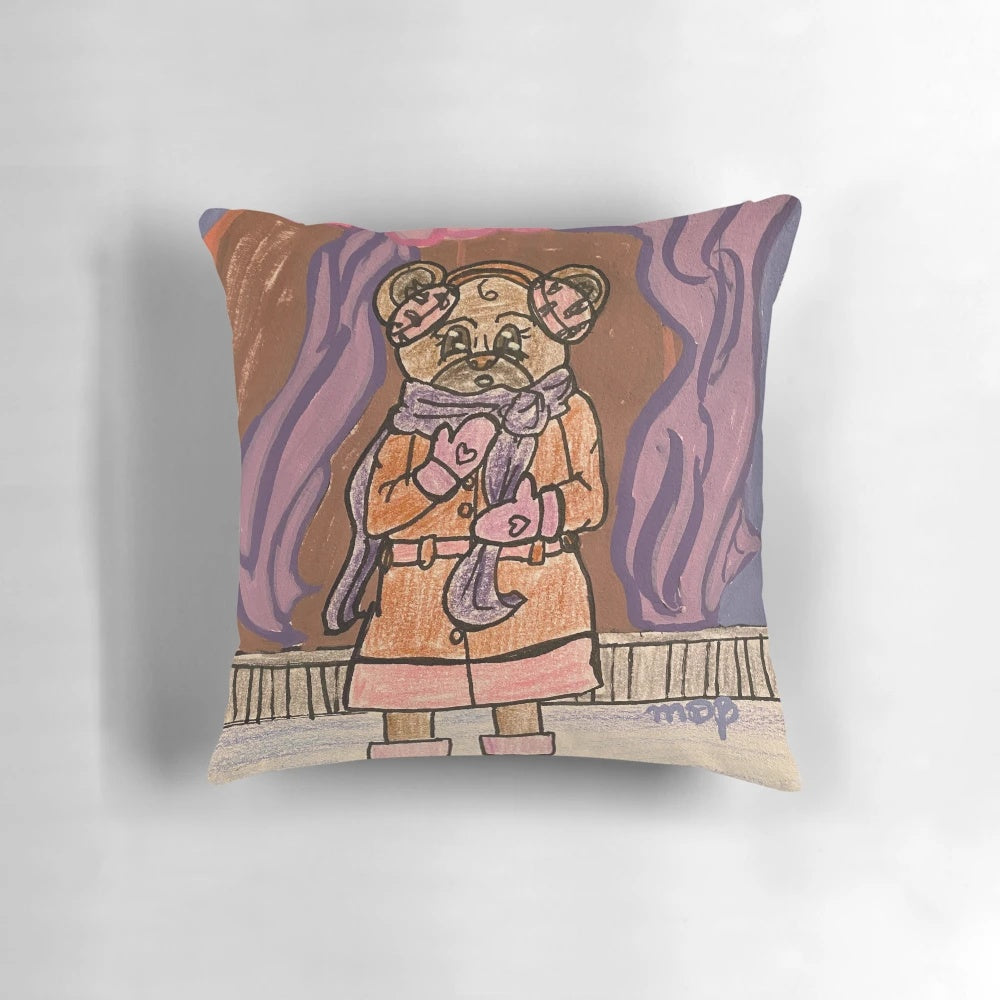 Colorful scarf pillow with artistic painting or drawing design
