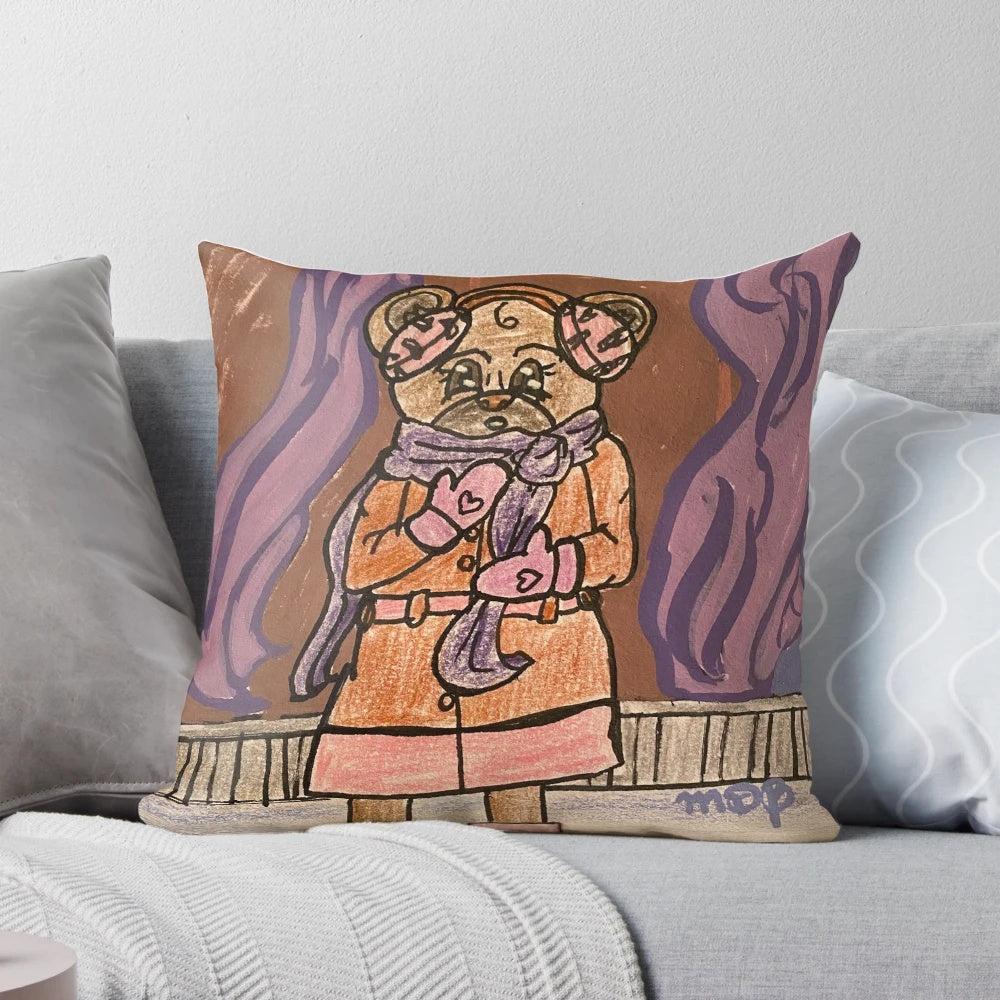 Colorful scarf pillow with artistic painting or drawing design