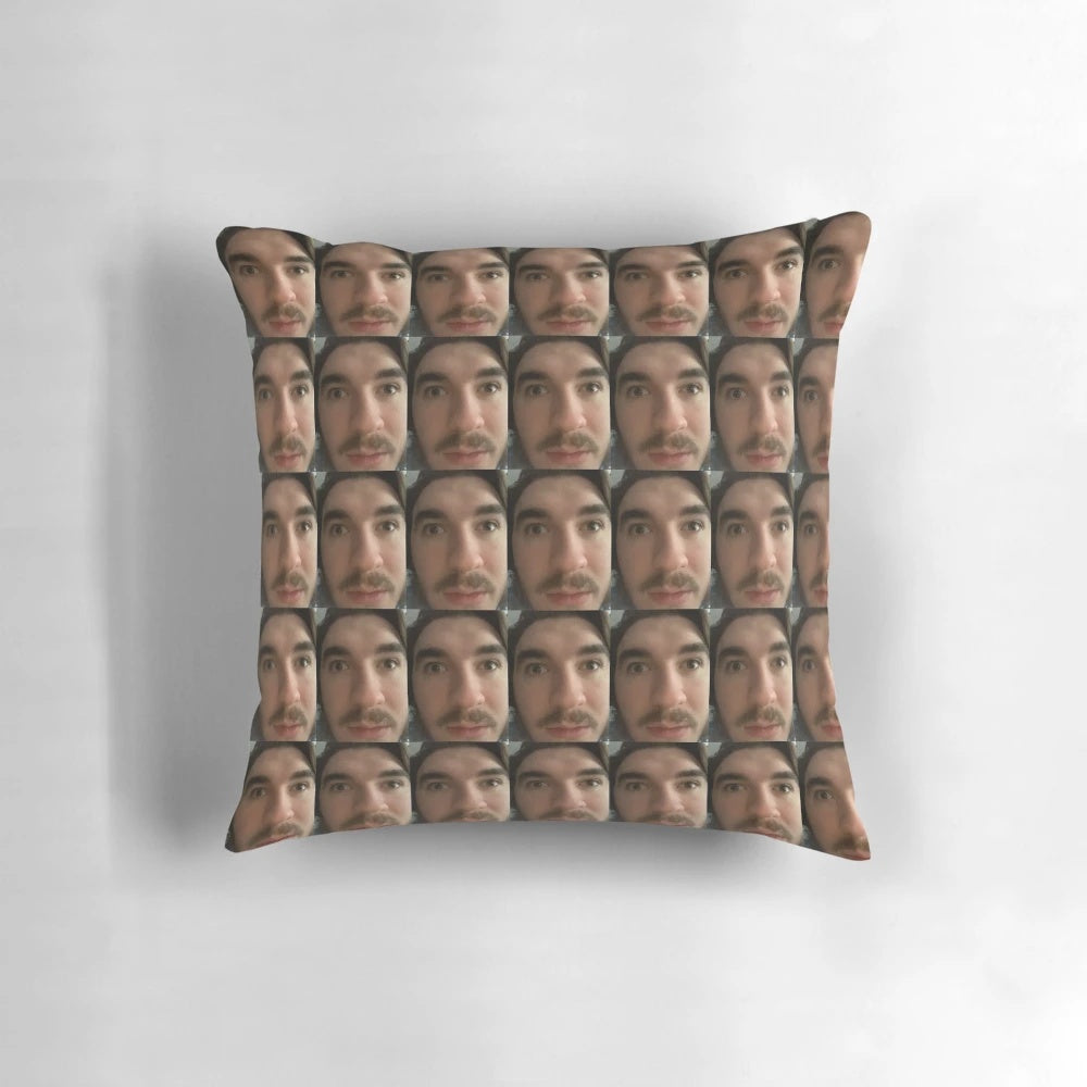 A colorful and whimsical pillow inspired by the popular internet personality jschlatt.