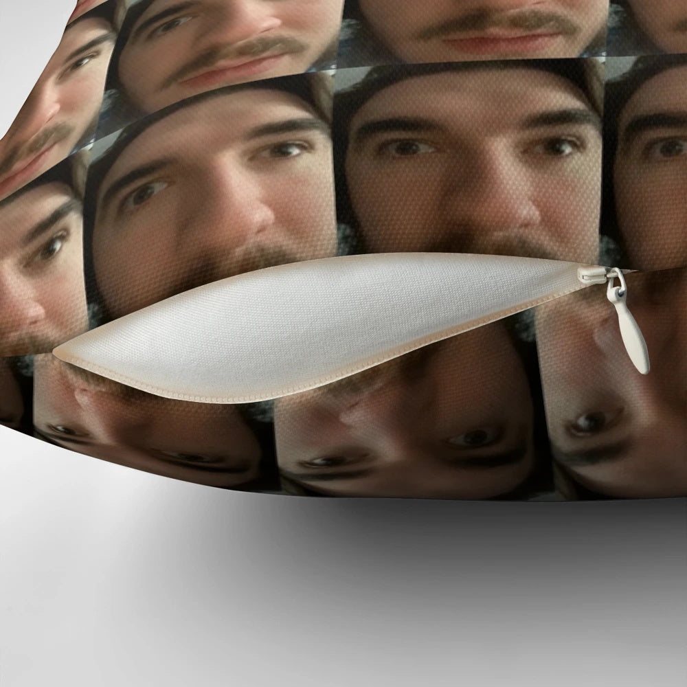 A colorful and whimsical pillow inspired by the popular internet personality jschlatt.