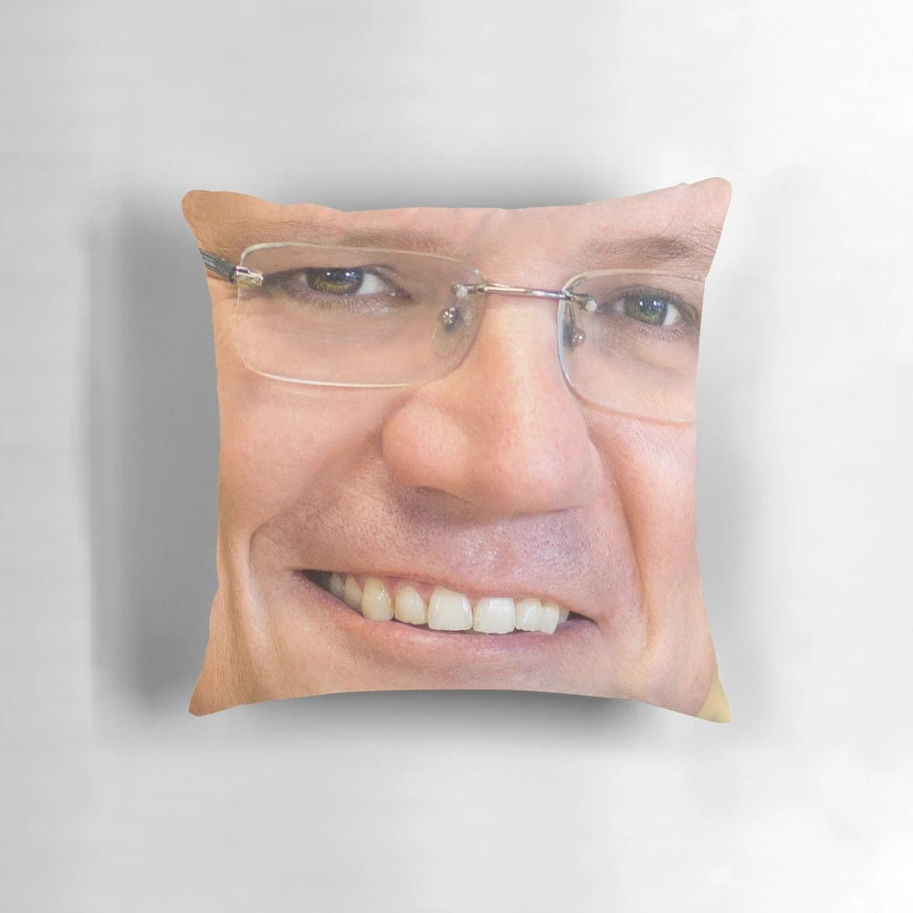 Scomo-inspired home decor pillow featuring the Australian Prime Minister
