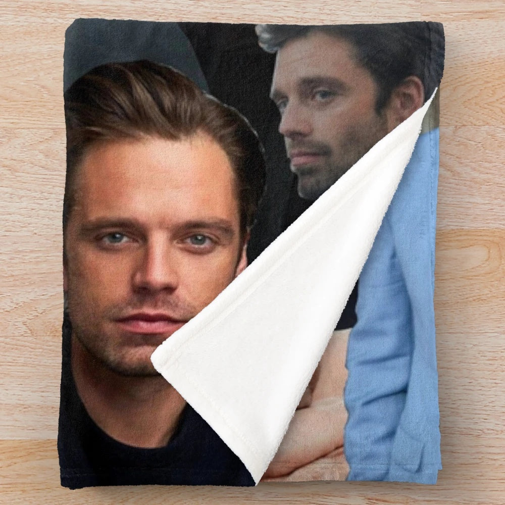 Sebastian Stan Photo Collage Plush Blanket