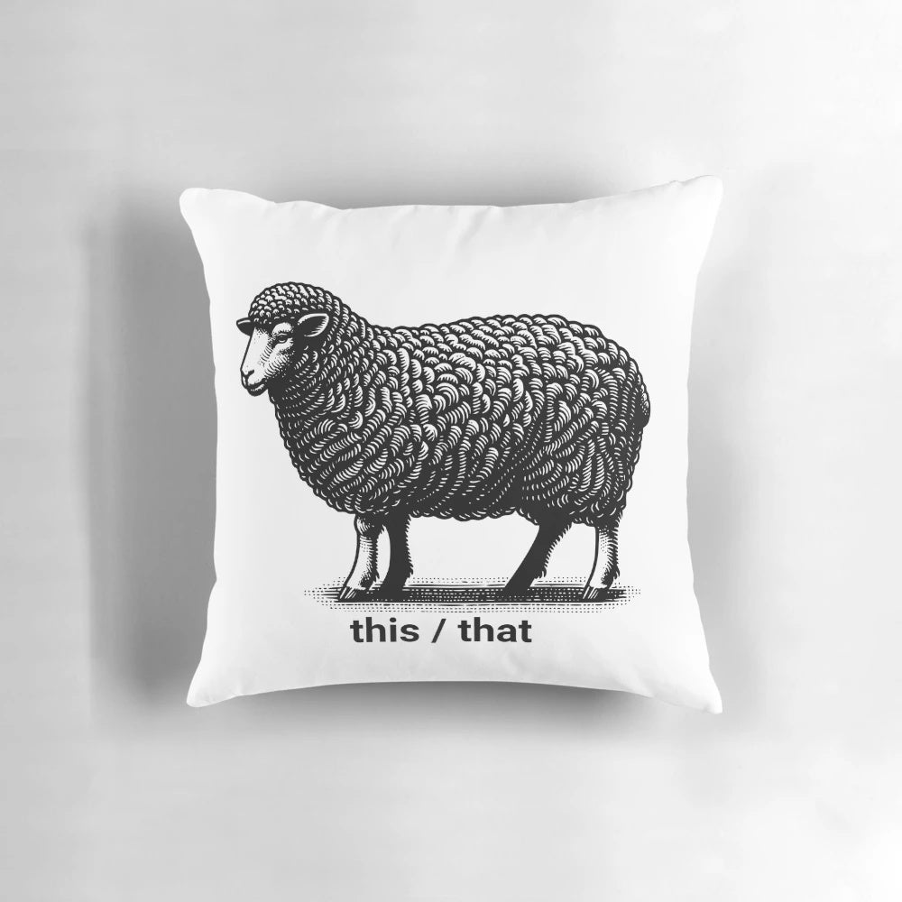 A cozy and whimsical sheep-themed decorative pillow for the home.
